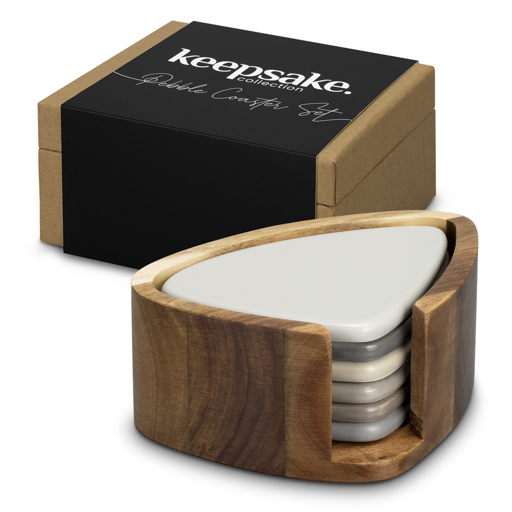 Functional set of six ceramic coasters