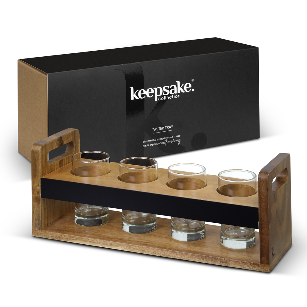 Stylish taster tray with four 240ml glasses