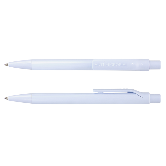 Retractable plastic ballpoint pen with anti-microbial
